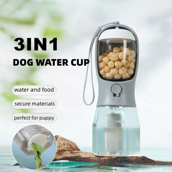 The Ultimate 3-in-1 Dog Water Bottle – Hydrate, Feed, Clean Anywhere!