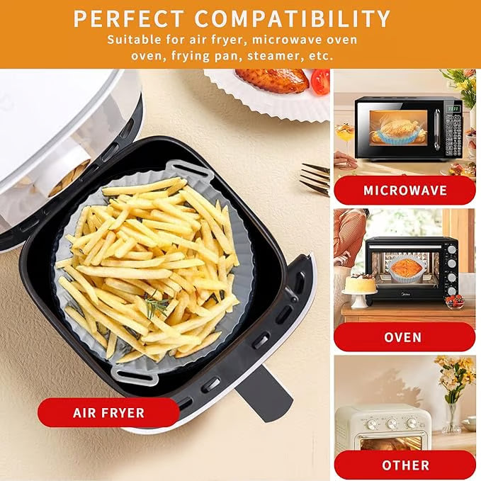 🏆Flash Sale⚡Air Fryer Silicone Liner - Reusable Non-Stick Mat, Heat Resistant & Dishwasher Safe Accessories